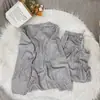 Pijama Delgado de Canalé con Cuello en V para Mujer, Nuevo para Primavera y Otoño 2026, Conjunto de Cardigan de Manga Larga para Casa, Se Puede Usar Afuera