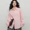 Camisa de linho Tencel de manga comprida para mulheres, estilo old money, casual, relaxada, vintage, top para o dia a dia