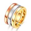 Anillo Europeo y Americano de Amazon de Venta Caliente de 12 mm Personalizado Brillante de Tres Aros Tricolor Desmontable Giratorio de Acero Inoxidable para Mujer