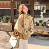 Trench coat curto para mulheres petites, novo estilo coreano de outono, estilo britânico de alta qualidade, top casual versátil com gola alta