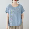 Camiseta Redonda con Bordado Floral Pesado de Manga Corta para Mujer, Corte Holgado, Nuevo Jersey de Verano 2026 para Mujer