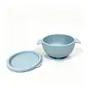 Tazón interior de acero inoxidable 304, tazón doble con orejas y tapa para niños, borde de silicona, ventosa, diseño anticaídas y antiquemaduras, adecuado para comida de bebé