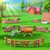 Serie de baldosas de pared creativas de paisaje en miniatura, serie de vallas de madera, accesorios decorativos temáticos de granja, decoraciones de bricolaje y pequeños adornos para terrarios