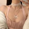 Collar apilado de encaje de deseo puro estilo ballet cadena de clavícula dulce fresco chica caliente avanzado lujo ligero diseño de nicho