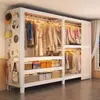 Armario sencillo, perchero, independiente, estilo abierto, para uso doméstico, dormitorio, armario fácil de montar, estantería