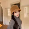 Chapéu de Pescador Retrô de Tweed Estilo Coreano Chapéu Feminino Outono/Inverno com Aba Chapéu Mistura de Fibras Quente Chapéu de Bico de Pato Chapéu de Equitação Fashion