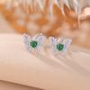 One Deer Silver S925 Sterling Silver Jade Fashion Light Luxury Flash Butterfly Bead Brincos Elegantes Retro All-match Brincos de Prata