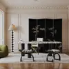 Biombo Decorativo Plegable Negro Estilo Francés para Sala de Estar, Vestíbulo, Oficina, Pared de Fondo de Sofá, Pantalla Decorativa Plegable Móvil para la Entrada