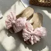 Chanclas con Lazo Sencillo Estilo Dulce para Mujer, Verano, Tacón Medio, Antideslizantes, Versátiles, Vacaciones en la Playa, Chanclas de Tira para la Playa