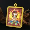 Colgante Thangka de Cinabrio de los Doce Signos del Zodíaco Bodhisattva Samantabhadra Manjushri Ocho Deidades Guardianas Amuleto del Buda del Año de Nacimiento Caja Gau