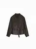 2026 Diseño de Nicho Producto Nuevo de Principios de Otoño Estilo de Diseño Casual Retro Moda Chaqueta Entallada de Cuello Alto Abrigo de Cuero