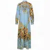 FD2488 Vestido camisa cárdigan con estampado retro estilo francés europeo y americano, vestido maxi bohemio de manga larga