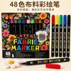 Marcadores textiles especializados de 48 colores transfronterizos, bolígrafos para pintar tela, ropa, camisetas, set de bolígrafos para pintar graffiti DIY hecho a mano