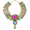 Collar Europeo y Americano con Forma de Corazón Rectangular y Gota de Agua Incrustado de Diamantes, Cadena Clavicular de Lujo Ligero de Nicho, Joyería de Nicho Exagerada de Gama Alta