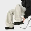 Pantalones de Pierna Ancha Color Albaricoque Simples Casuales Estilo Retro para Hombre, Primavera Cleanfit Sueltos de Pierna Recta Caída Larga de Mezclilla