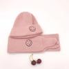 Conjunto de dos piezas para bebé de 0 a 1 año, otoño e invierno, gorro para bebé, bufanda para bebé, estilo coreano INS, gorro todo en uno de lana con cara sonriente