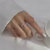Anillo de Hoja Más Vendido Transfronterizo con Circonita Incrustada de Cobre, Anillo de Tamaño Ajustable Simple, Joyería Personalizada de Estilo Minimalista