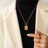 Noria diseño francés colgante cuadrado de 26 letras cadena clavicular chapado en oro de 18K acero de titanio joyería de fábrica al por mayor