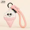 Llavero Creativo de Cuero para Taza de Té con Leche Lindo Dibujo Animado Cuero Papas Fritas Helado Colgante para Bolso Pareja Pequeño Regalo