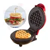 Máquina de waffles portátil para el hogar mini máquina para el desayuno mini máquina para waffles amor redondo máquina para sándwiches para el desayuno