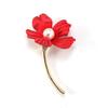 Nuevo Broche de Perlas con Diseño de Flor de Cerezo Roja Pintado al Óleo, Broche de Planta y Flor con Pedrería, Pequeño Broche Hebilla Pin de Flor Roja Accesorio