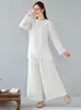 Traje de Yoga Nuevo para Primavera y Otoño 2024 Traje de Manga Larga Retro Literario Botón Traje de Meditación Tai Chi Algodón y Lino Traje Zen Traje de Té