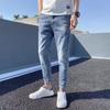 Verão masculino novo jeans masculino estilo coreano all-match casual moda masculino azul claro slim fit calças skinny