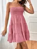 Colección de verano nueva para mujer transfronteriza de Amazon Europa y América 2026: vestido de un solo hombro, con tirante fino, color liso, versátil, con textura