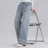 Pantalones de Mezclilla Negros de Pierna Ancha para Niñas, Nuevo Estilo Otoño 2026, Pantalones Rectos Casuales Sueltos con Estilo para Niñas Mayores