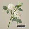 Rosas Chá de Três Cabeças Artificiais de Alta Qualidade com Borda Assada, Novo Arranjo de Flores para Decoração de Entrada de Casa Estilo Chinês, Adereços de Fotografia