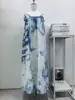 Vestido Longo Azul Tie-Dye Azul Raiz Azul Puro Planta Original Yunnan Suspensório