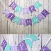 Ba055 Bandera de Letras Feliz Cumpleaños de Sirena Banner para Fiesta de Feliz Cumpleaños