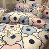 Funda Nórdica de Oso Americano de Dibujos Animados de Cuatro Piezas para Cama de 1.8 Ropa de Cama Individual para Dormitorio de Estudiante Sábana Juego de Tres Piezas Lijado
