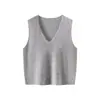 26 Chaleco de punto sin mangas para mujer, nuevo para Otoño/Invierno, corte holgado, cuello redondo y en V, mezcla de cachemira y lana