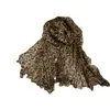 Lenço Plissado Estampado de Leopardo Vintage JM para Mulheres, Lenço de Seda Fino Amassado Versátil para Primavera e Outono, Xale Longo Artístico Vintage