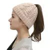 2018 venda quente Europeu e Americano ebay AliExpress sem etiqueta CC chapéu de tricô para rabo de cavalo chapéu de lã torcida feminino