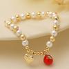 Aogu Amazon Transfronteiriço Quente Pulseira de Contas de Pérola INS Banhada a Ouro Fruta Cereja Amor Pingente Pulseira para Mulheres