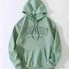 Sudadera con capucha y cordón con estampado de letras de Brooklyn, Sudadera casual de manga larga con bolsillo, Ropa para mujer en color caqui