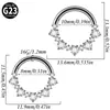 Anillo Segmentado Múltiple de Circonita de Titanio G23 Anillo para la Nariz Titanio Electrochapado Forma de Gota de Agua Corazón Stud Redondo para Cartílago del Oído Joyería para Piercing