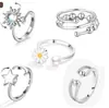 Anillo Giratorio de Plata Tailandesa para la Ansiedad Anillo para el Dedo Índice Multi-Círculo Cuentas de Transferencia Auspicioso Transferencia Moda Coreana Regalo para Novia