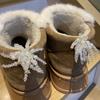 Estilo Coreano Popular en Internet Nuevo Estilo Encaje Lazo Accesorios Dulce Elegante Decoración de Zapatos Tenis de Mujer Botas de Nieve Zapatos Flor