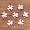 10 Colores 9x13mm Acero Inoxidable Esmalte Dorado Goteo de Aceite Colgante de Planta Flor Colgante de Doble Cara Accesorios para Joyería DIY