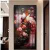 Pintura Decorativa Moderna de Lujo Ligero de Pavo Real Rica y Auspiciosa para Recibidor Directamente Frente a la Puerta Pintura de Pared Sencilla y Grandiosa de Fénix para Pasillo