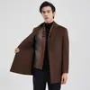 Abrigo de Lana de Oveja al 70% para Hombre, de Longitud Media, con Cuello de Solapa, de un Solo Botón y Forro de Plumas Desmontable, Abrigo de Lana para Hombre