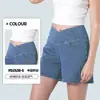 Shorts Jeans de Barra Larga de Cintura Alta, Novo Estilo Europeu e Americano, Cruzado, para Mulheres, Emagrecimento e Levanta Bumbum, com Bolsos, Corte Solto, Shorts de Alta Elasticidade
