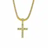 Collar con colgante de cruz de diamantes hiphop para hombre de moda, cadena de tenis de venta caliente transfronteriza, joyería personalizada