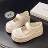 Zapatos Planos para Mujer Estilo Mary Jane Francés Piel Genuina Modelo Nuevo Verano 2026 con Velcro, Lindos Retro Dedo Gordo Suela Gruesa Primavera y Verano