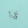 Plata de Ley S925 Colgante Hecho a Mano de Hoja y Flor Placa Redonda Brillante Colgante de Estrella de Cinco Puntas Pulsera de Cristal Colgante de Pulsera