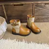 Botas para niños, diseño retro color block con hebilla, botas de media pantorrilla, colección otoño/invierno 2026, botas de moto de punta redonda para niñas, botines versátiles