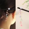 Grampo de Cabelo Estilo Antigo com Borlas Simples, Grampo de Madeira para Mulheres, Grampo de Ébano Preto, Acessório Hanfu, Traje Tradicional Qipao